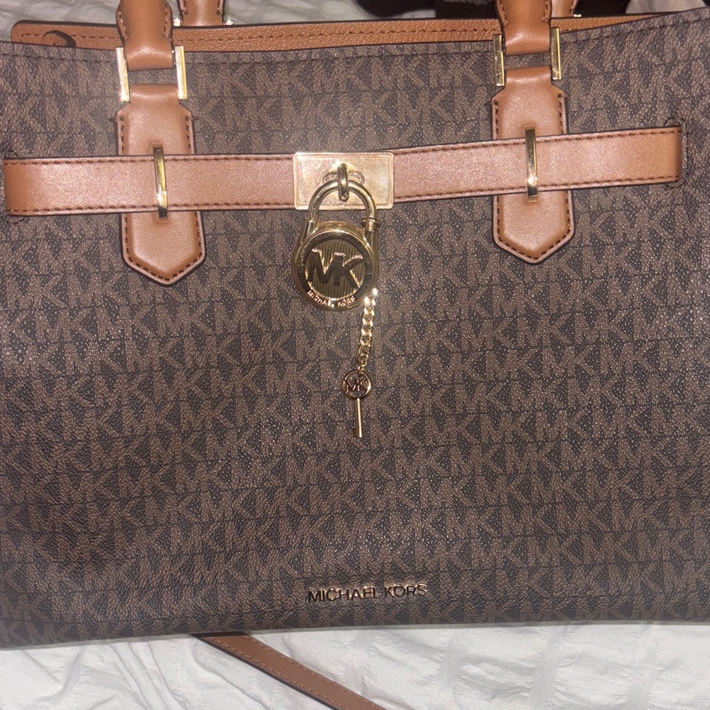 Michael Kors Dark Brown Shoulder Bag with Gold Accent